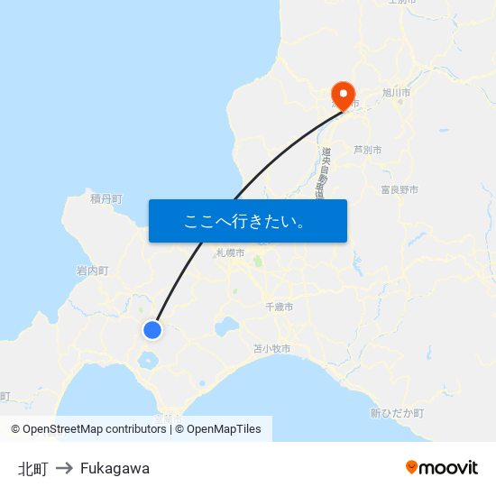 北町 to Fukagawa map