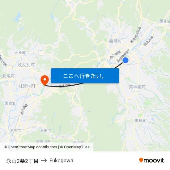 永山2条2丁目 to Fukagawa map