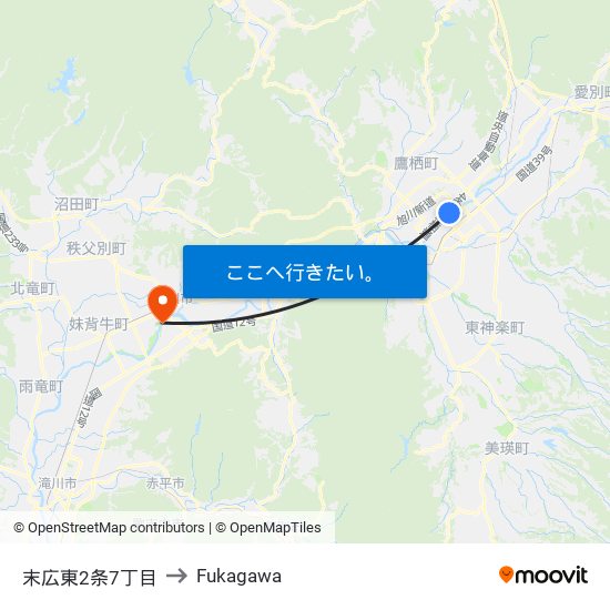 末広東2条7丁目 to Fukagawa map