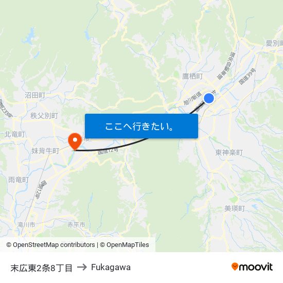 末広東2条8丁目 to Fukagawa map