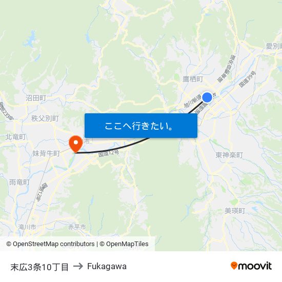 末広3条10丁目 to Fukagawa map