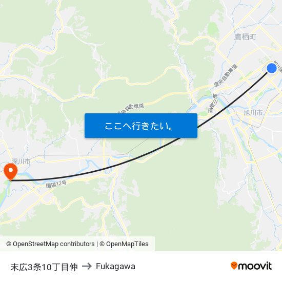 末広3条10丁目仲 to Fukagawa map