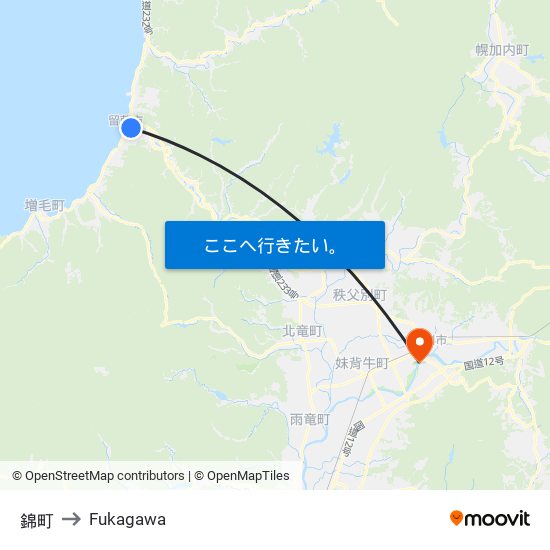 錦町 to Fukagawa map