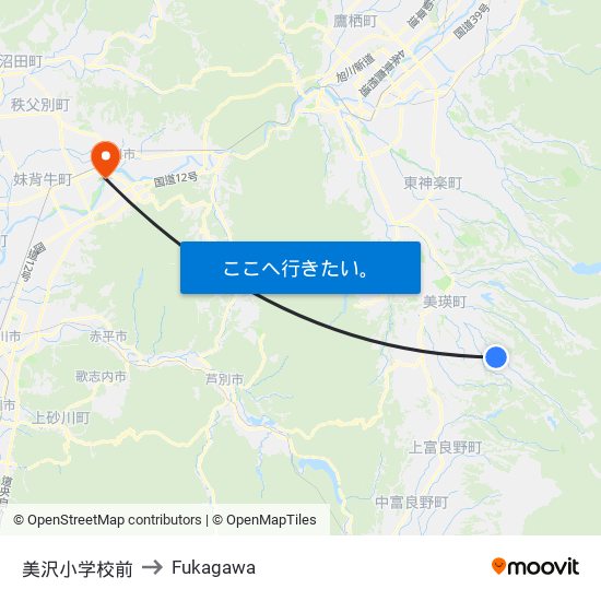 美沢小学校前 to Fukagawa map