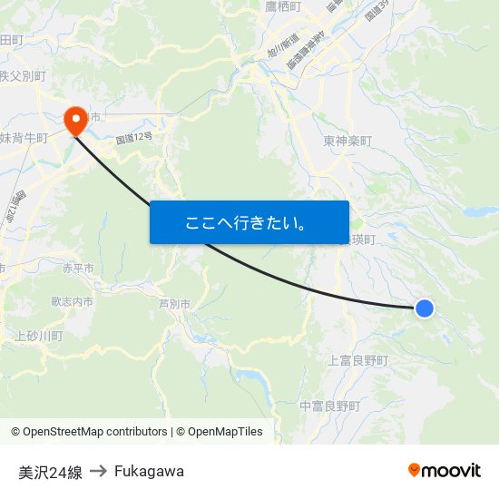 美沢24線 to Fukagawa map