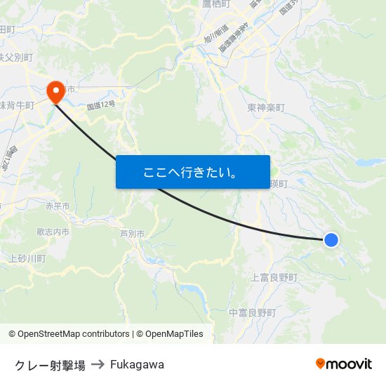 クレー射撃場 to Fukagawa map