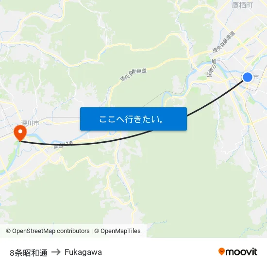 8条昭和通 to Fukagawa map
