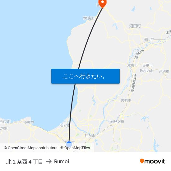 北１条西４丁目 to Rumoi map