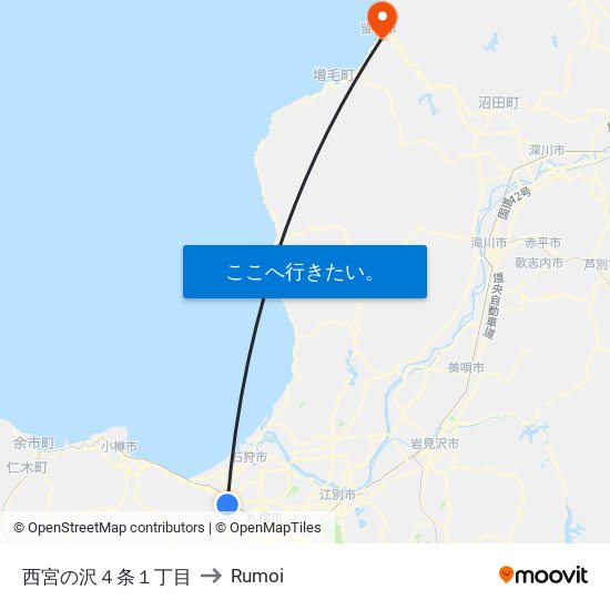 西宮の沢４条１丁目 to Rumoi map