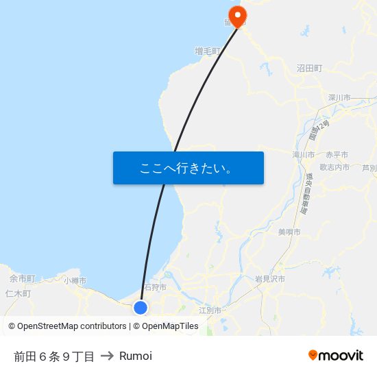 前田６条９丁目 to Rumoi map