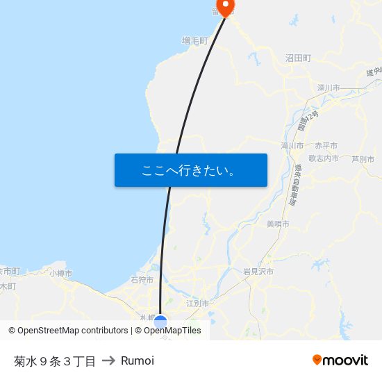 菊水９条３丁目 to Rumoi map
