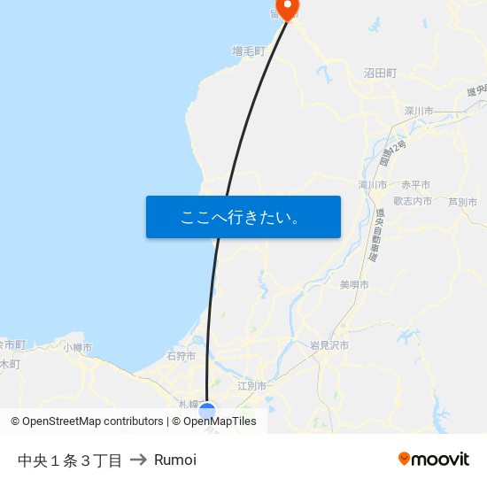 中央１条３丁目 to Rumoi map