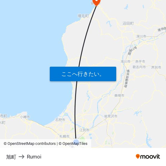 旭町 to Rumoi map