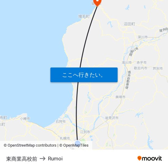 東商業高校前 to Rumoi map