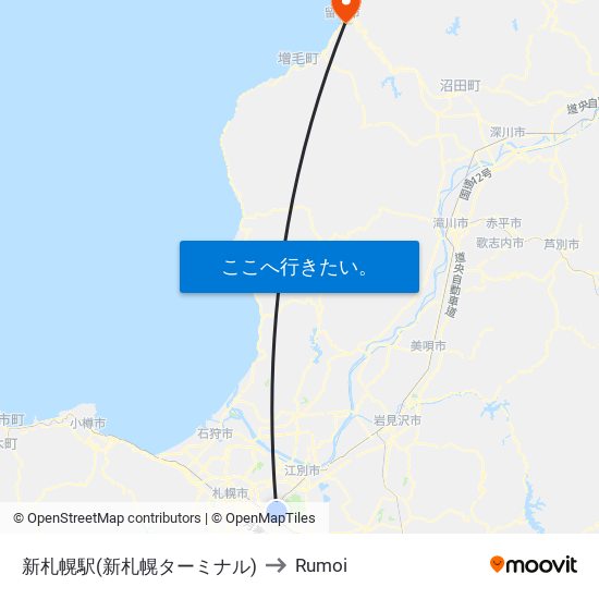 新札幌駅(新札幌ターミナル) to Rumoi map