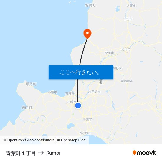 青葉町１丁目 to Rumoi map
