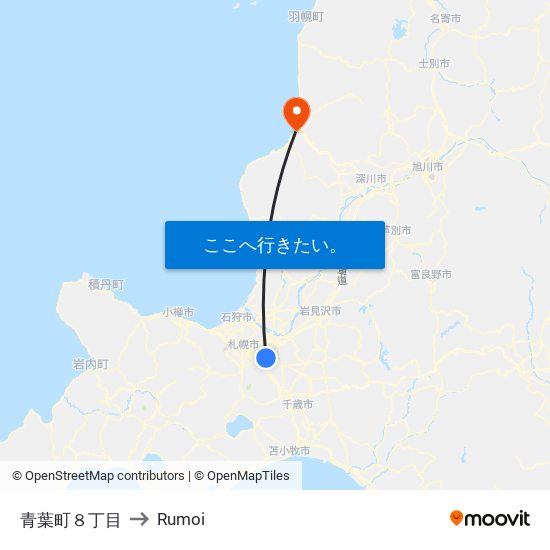 青葉町８丁目 to Rumoi map