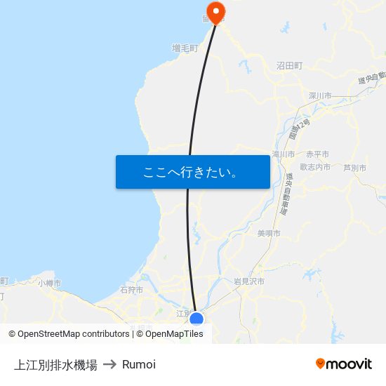 上江別排水機場 to Rumoi map