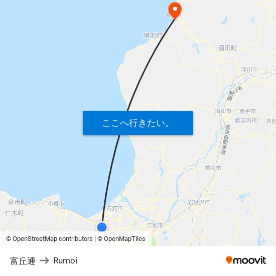 富丘通 to Rumoi map