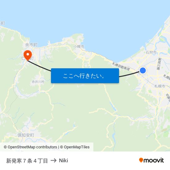 新発寒７条４丁目 to Niki map