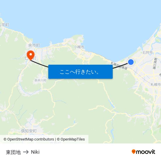 東団地 to Niki map