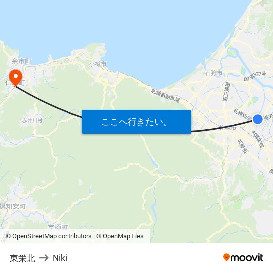 東栄北 to Niki map