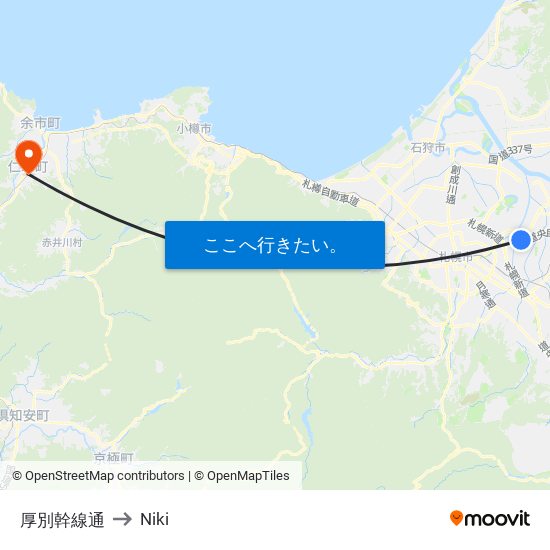 厚別幹線通 to Niki map