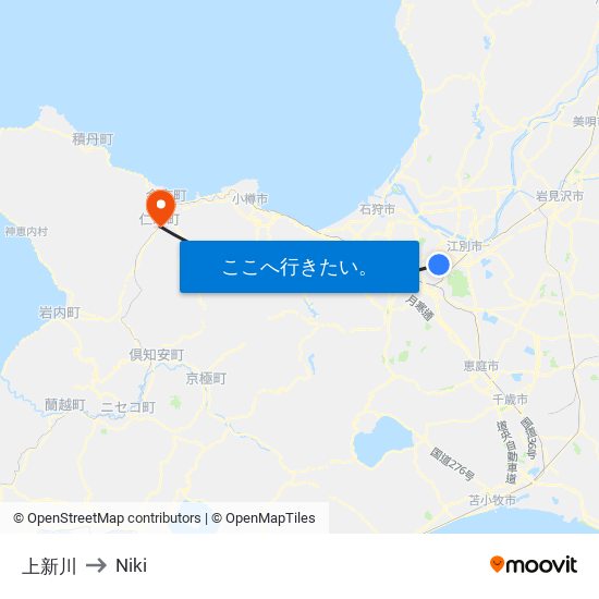 上新川 to Niki map