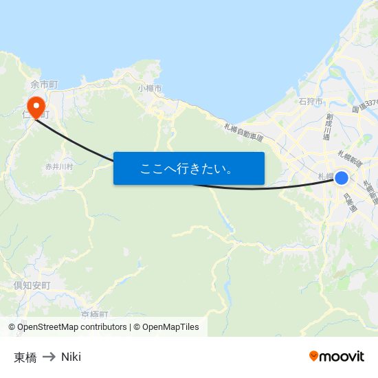 東橋 to Niki map