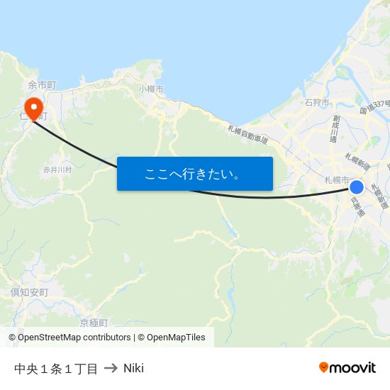 中央１条１丁目 to Niki map