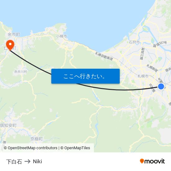 下白石 to Niki map