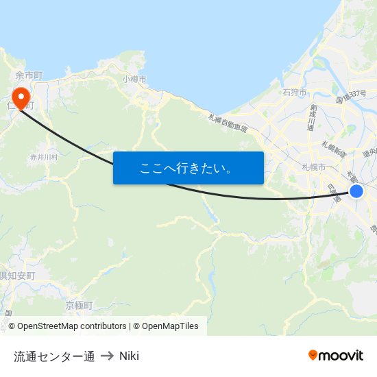 流通センター通 to Niki map