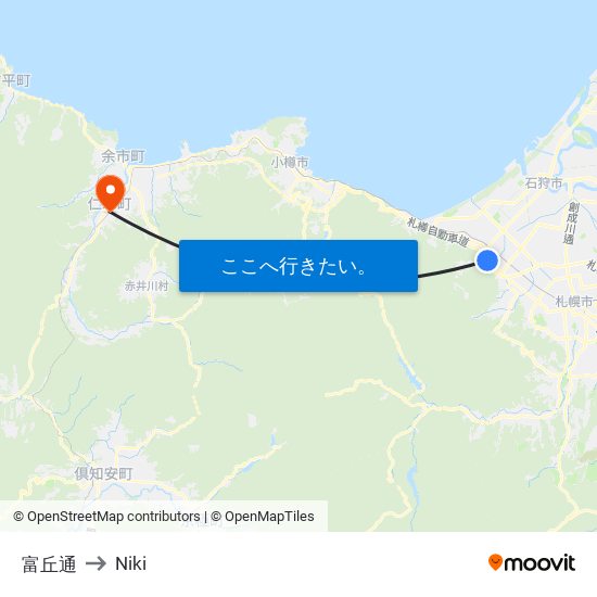 富丘通 to Niki map