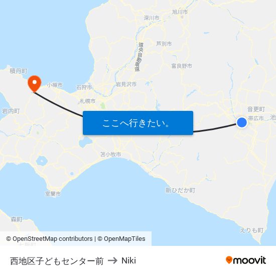 西地区子どもセンター前 to Niki map