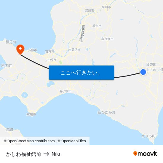 かしわ福祉館前 to Niki map