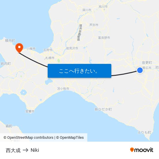 西大成 to Niki map