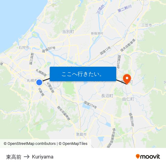 東高前 to Kuriyama map