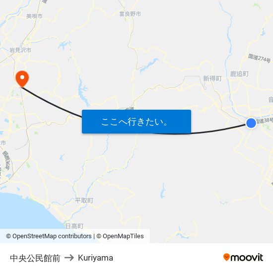 中央公民館前 to Kuriyama map