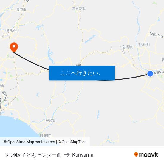 西地区子どもセンター前 to Kuriyama map