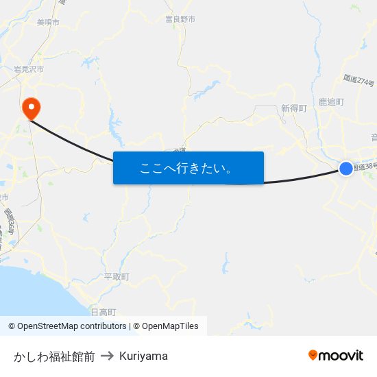 かしわ福祉館前 to Kuriyama map