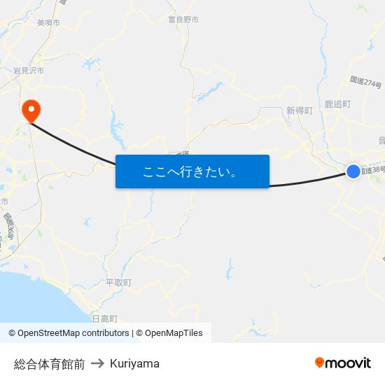 総合体育館前 to Kuriyama map