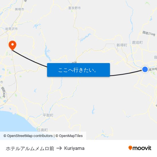 ホテルアルムメムロ前 to Kuriyama map