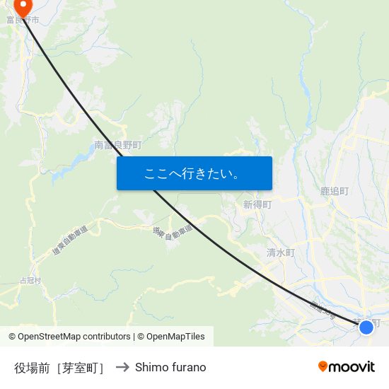 役場前［芽室町］ to Shimo furano map