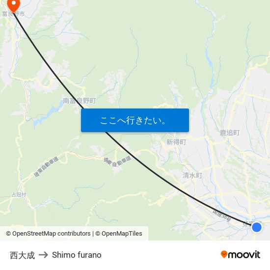 西大成 to Shimo furano map