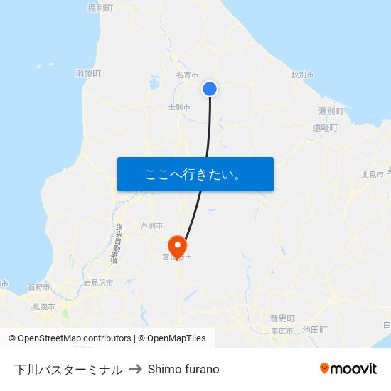 下川バスターミナル to Shimo furano map