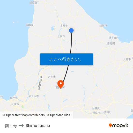 南１号 to Shimo furano map