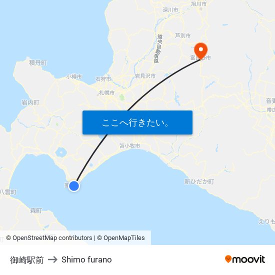 御崎駅前 to Shimo furano map