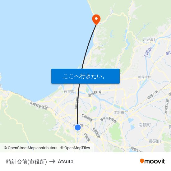 時計台前(市役所) to Atsuta map