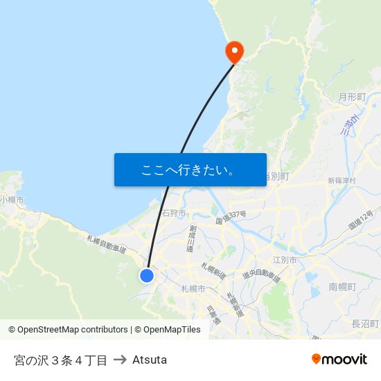 宮の沢３条４丁目 to Atsuta map