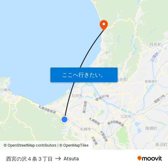 西宮の沢４条３丁目 to Atsuta map